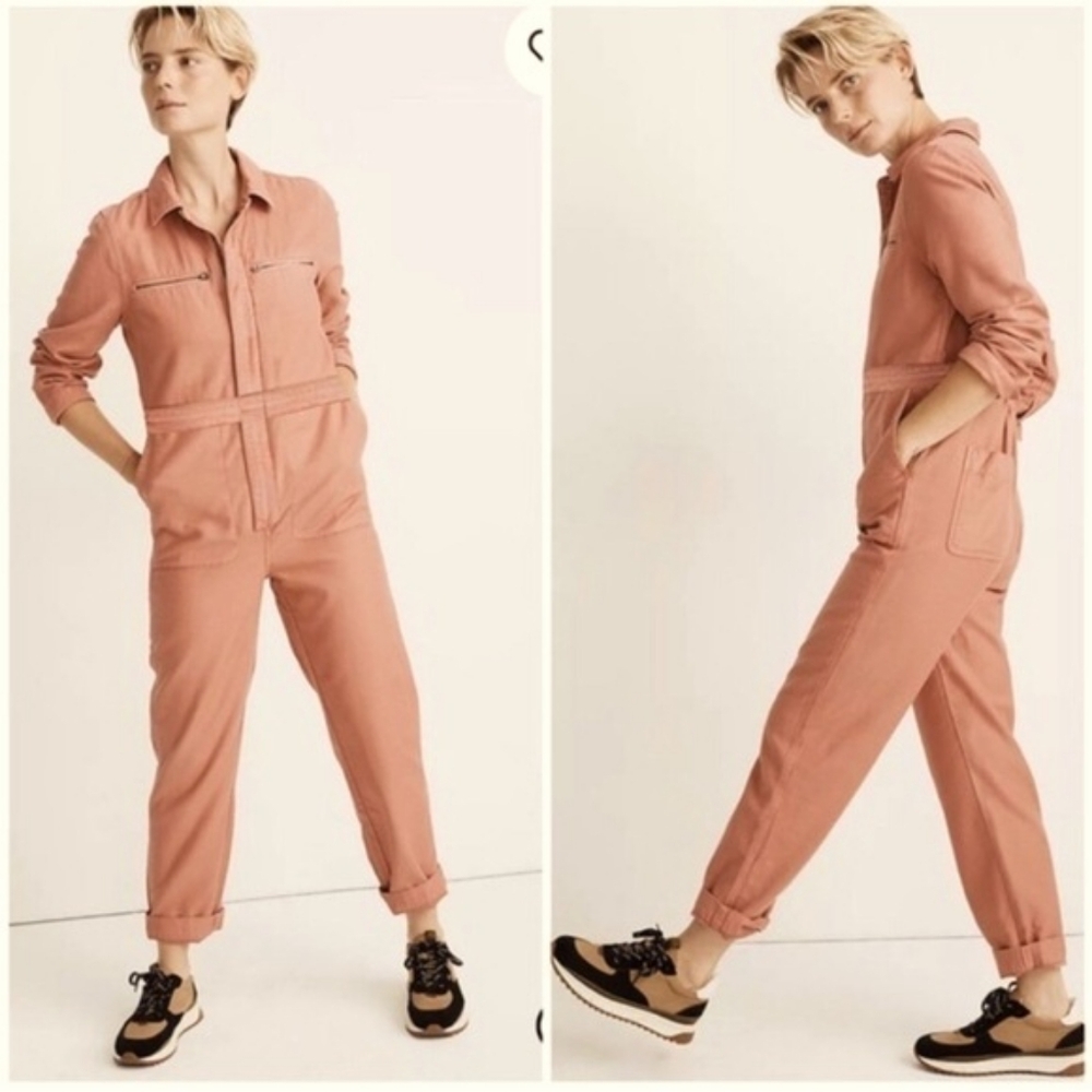 Madewell Rose Dust Zip-Up Jumpsuit Size M